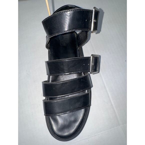 90s No Boundaries Chunky Black Sandals Womens 8 Gryphon Fisherman Lug Grunge - Picture 4 of 9